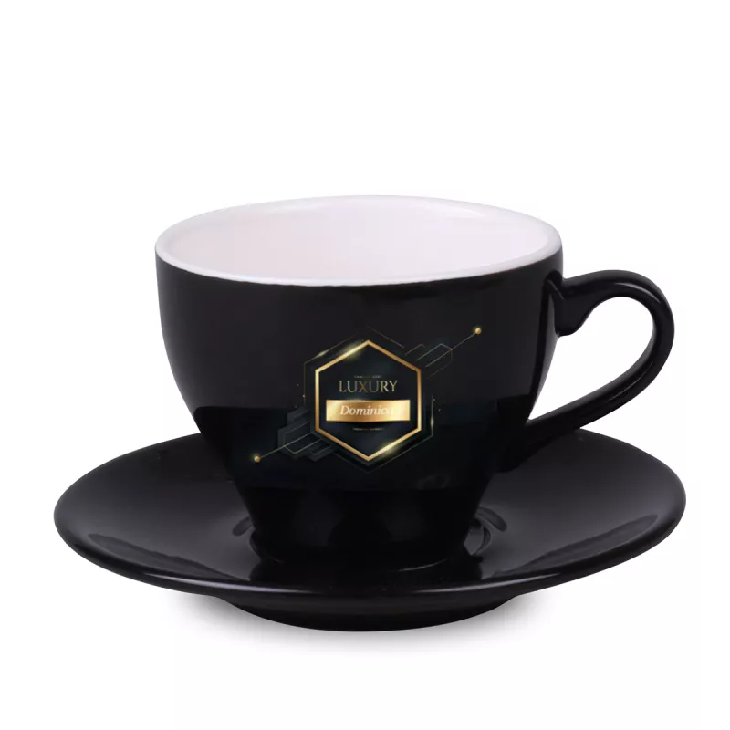 Filiżanka porcelanowa ze spodkiem Verona Nero Set 220 ml - czarno-biały (C/247/220ml-CZARNO-BIAŁY)