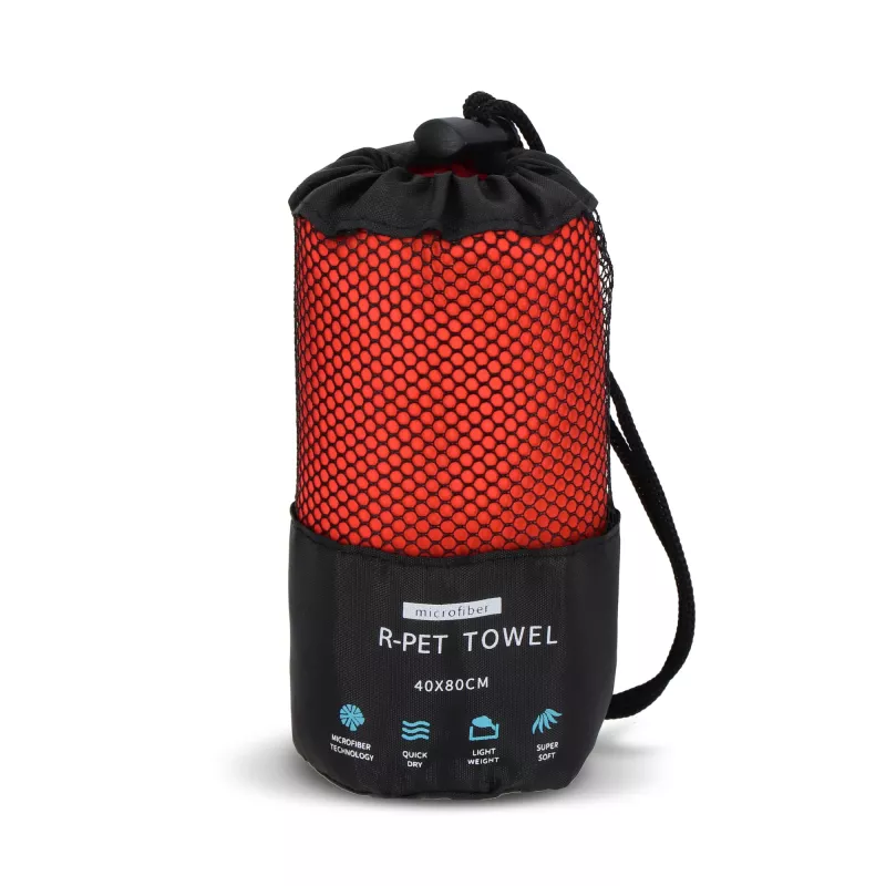 R-PET Szybkoschnący ręcznik 40×80 cm z woreczkiem, sublimacja. - czerwony (LT97214-N0021)