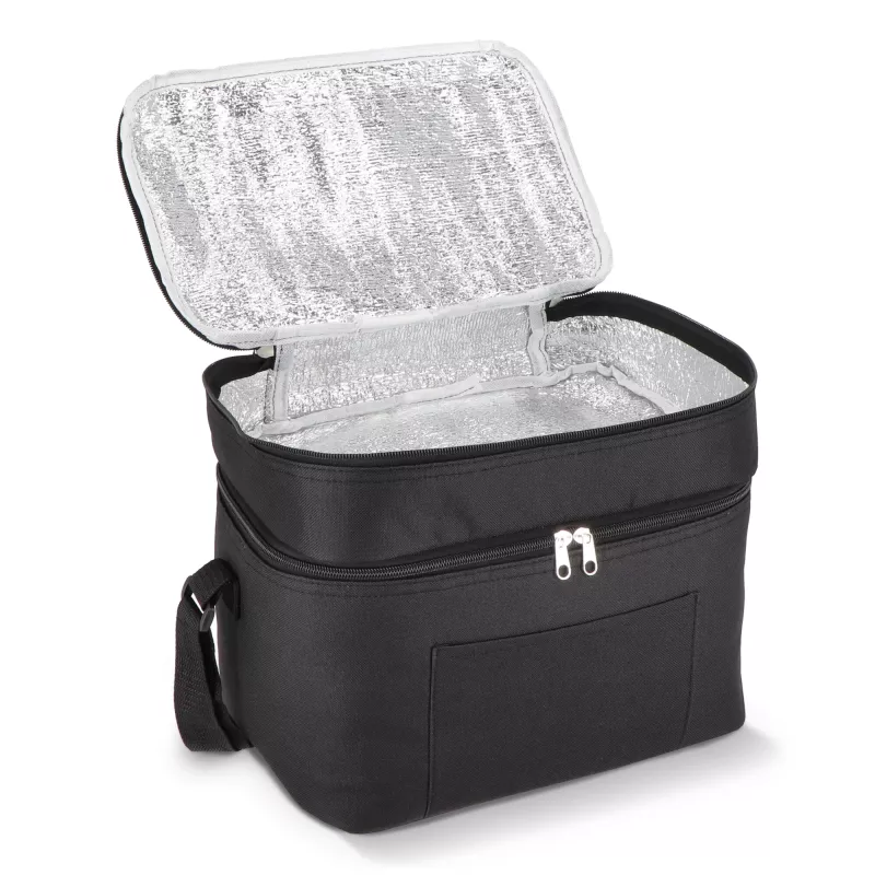 R-PET 600D Dwukomorowa torba chłodząca 30 x 20 x 25 cm 12L - czarny (LT95393-N0002)