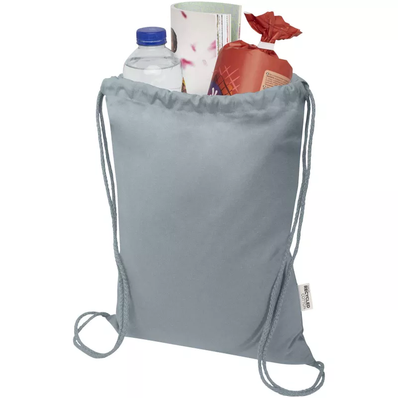 Oregon Blend torba ściągana sznurkiem z materiału materiału z recyklingu, 140 g/m², 5 l, posiadająca certyfikat GRS - Szary (12076182)
