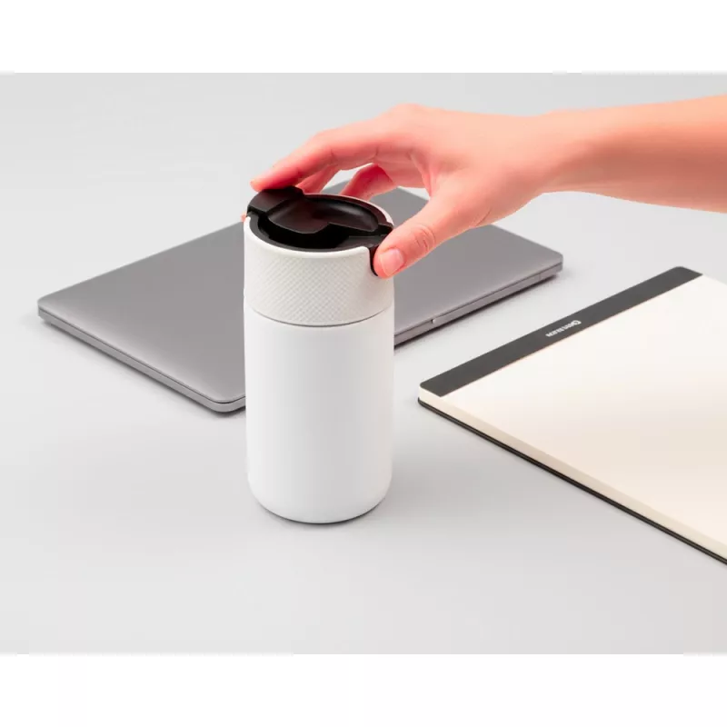 Kubek termiczny 400 ml Air Gifts z ceramiką w środku | Nabila - biały (VA050-02)