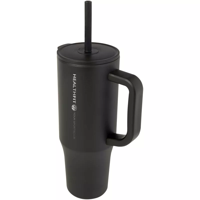 Brady izolowany kubek z certyfikatem RCS o pojemności 900 ml z silikonową słomką - Czarny (10086790)