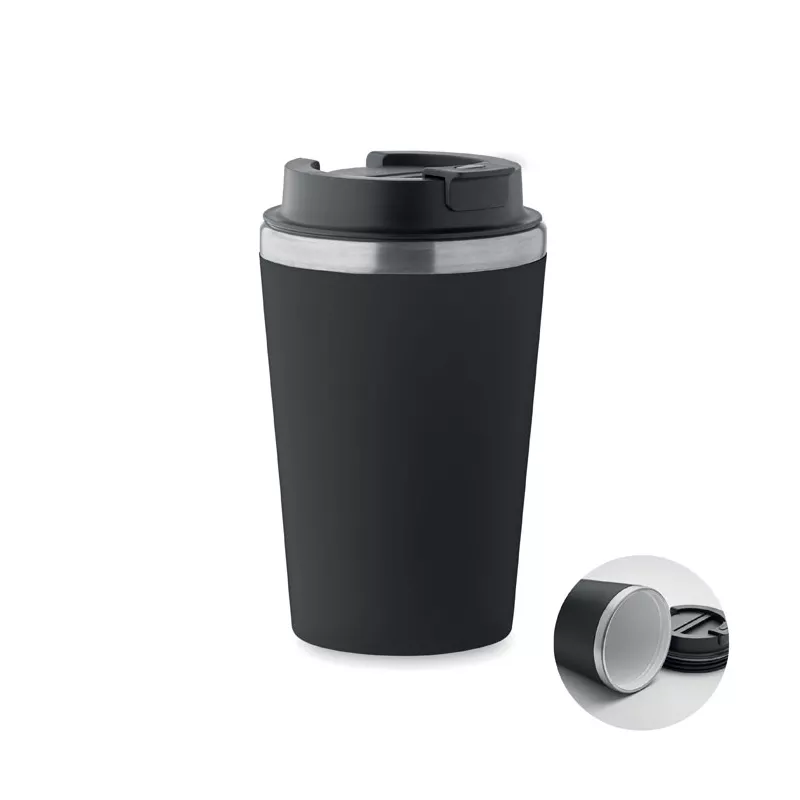 Kubek dwuścienny z powłoką ceramiczną 350 ml BLERM - Czarny (MO2572-03)