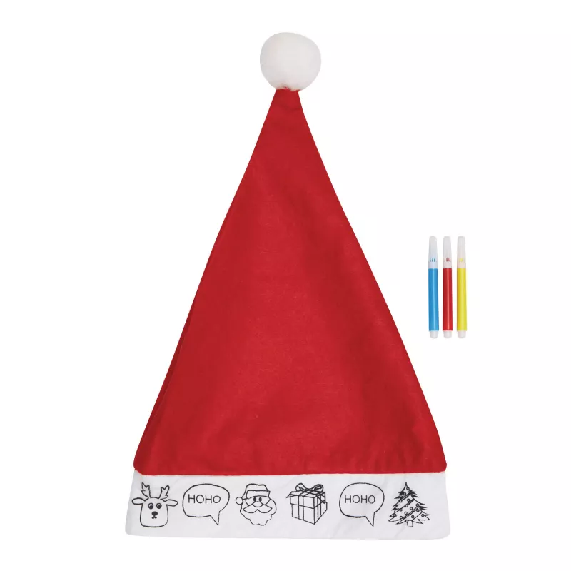 Czapka filcowa - biały, czerwony (56-0905025)