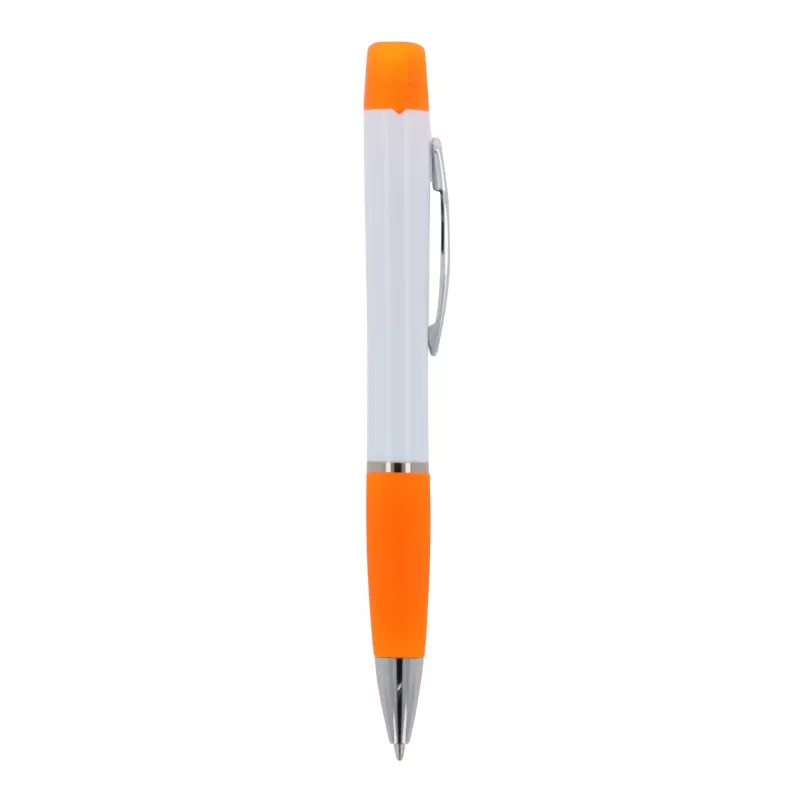 Długopis Hawaii z trójkolorowym zakreślaczem - biało / pomarańczowy (LT81253-N0126)