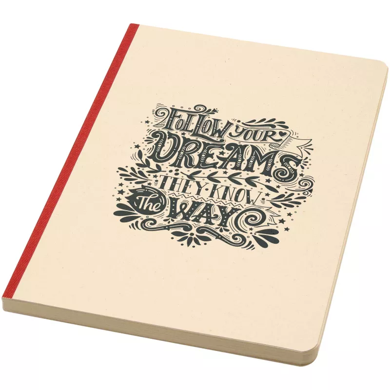 Liliana notatnik A5 z trzciny cukrowej z miękką okładką z RPET - Brick (10612521)