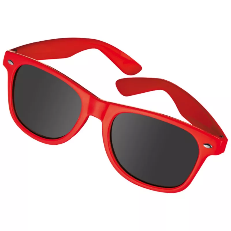 Czerwone okulary przeciwsłoneczne reklamowe z nadrukiem