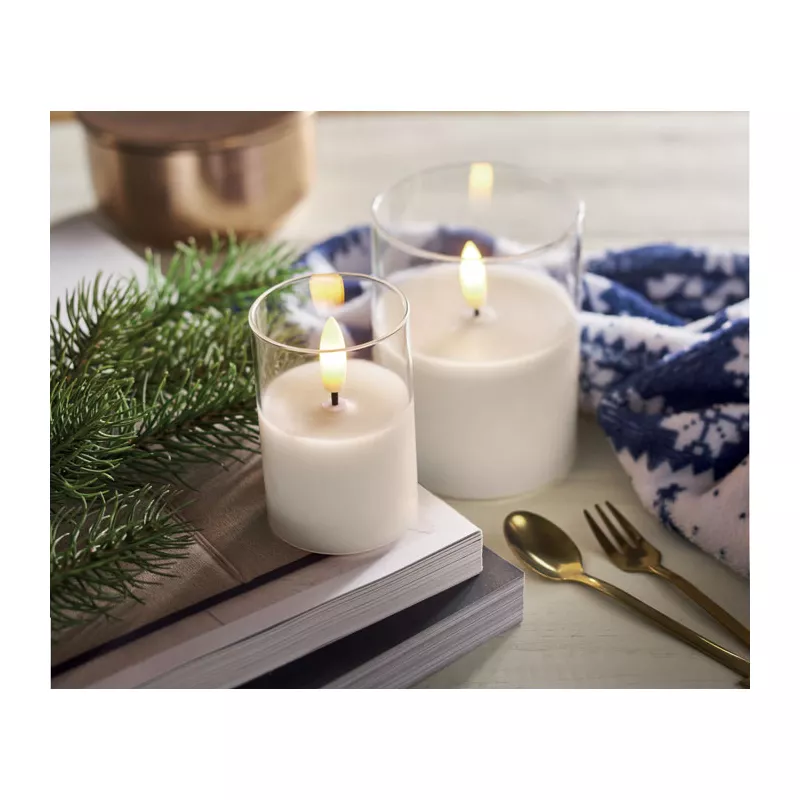 Świeca LED z wosku w szklanym pojemniku XANDLE+ - Bialy (MO2366-06)
