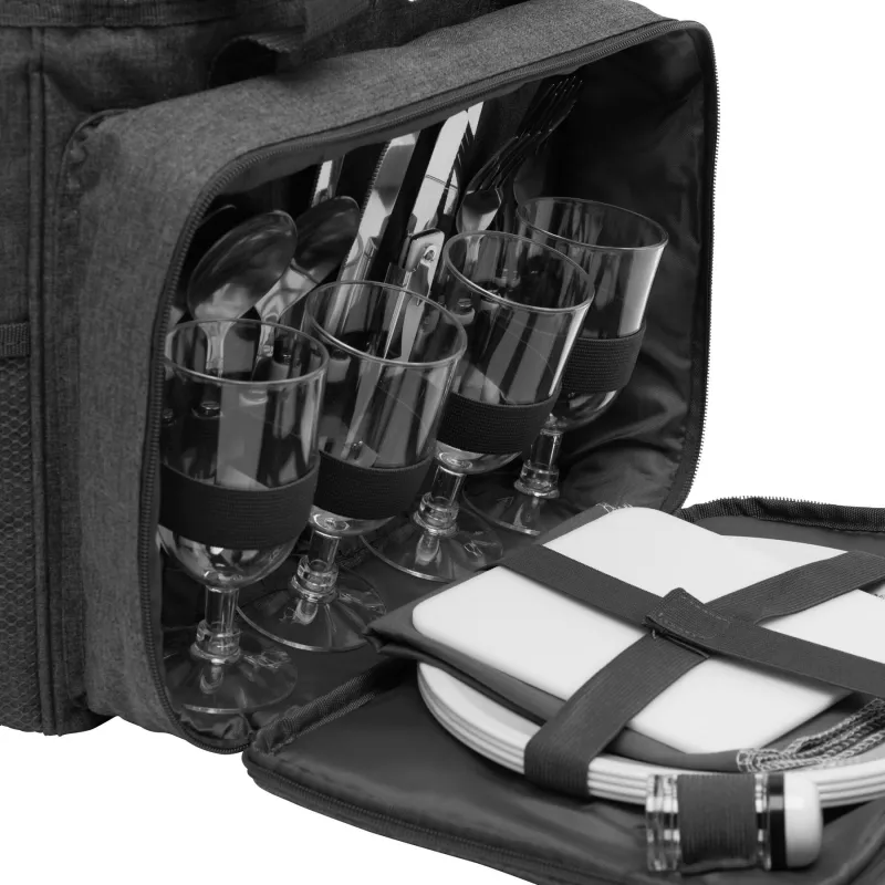 Torba piknikowa dla 4 osób - czarny, szary (56-0604081)