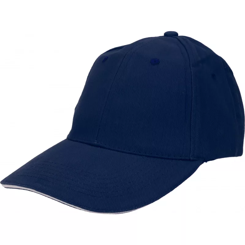 Czapka z daszkiem bawełniana 6 paneli, 260 g/m² CURTIS - granatowy (5046644)