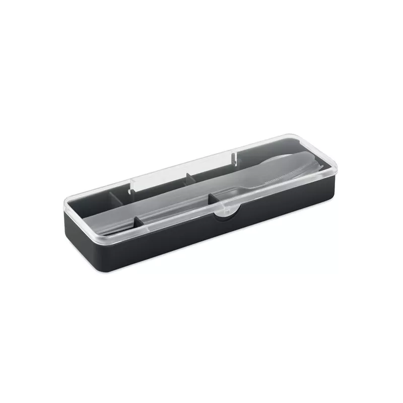 Zestaw sztućców stalowych w etui MESTECK - Czarny (MO2677-03)