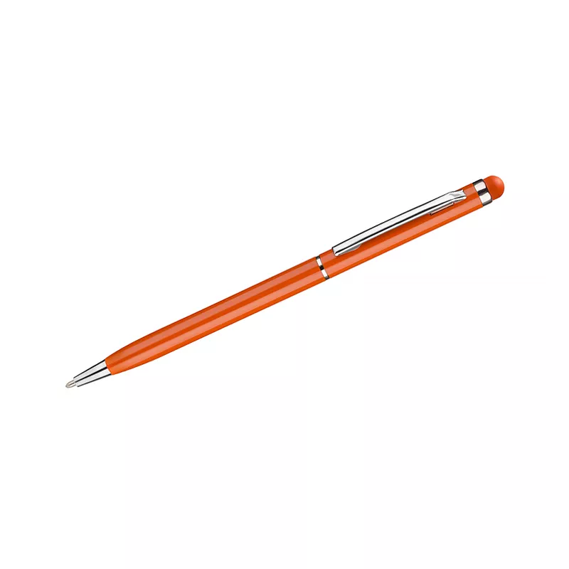 Cienki metalowy długopis reklamowy z touch penem TIN 2 - pomarańczowy (19610-07)