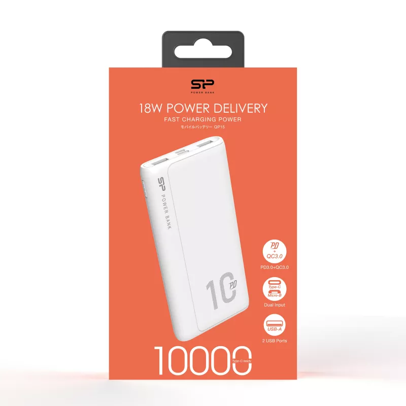 POWER BANK QP15 10000 MAH SILICON POWER - biały (EG833106)