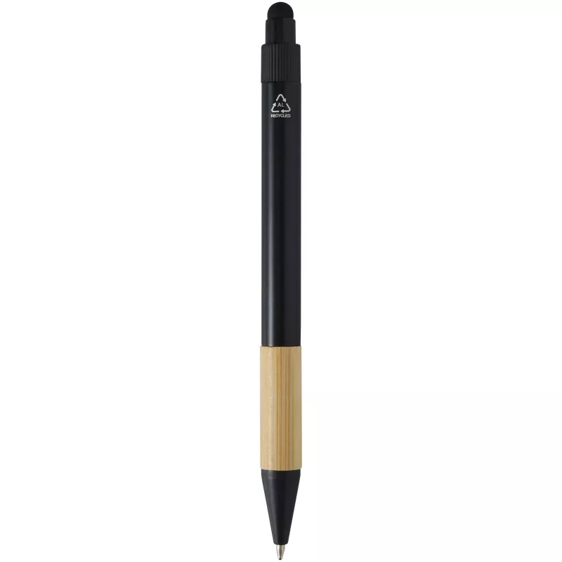 Minka zestaw upominkowy zawierający długopis wykonany z aluminium z recyklingu z certyfikatem RCS, łańcuch do kluczy oraz ramka na kartę RFID - Czarny-Piasek pustyni (10633706)