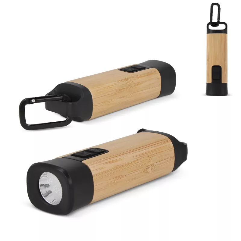 Ładowalna latarka R-ABS & Bamboo - czarny (LT93318-N0002)