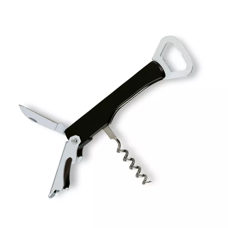 Korkociąg kelnerski stalowy w etui TRIFO - Czarny (KC4268-03)