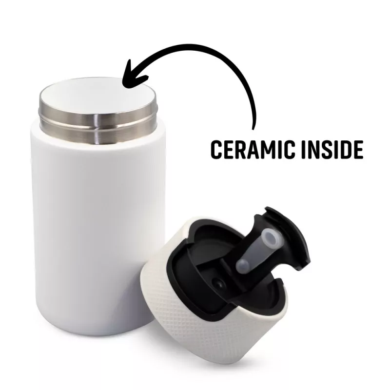Kubek termiczny 400 ml Air Gifts z ceramiką w środku | Nabila - biały (VA050-02)