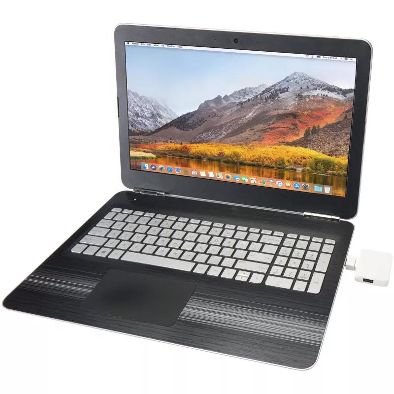 Gaia 4-portowy hub USB z wyjściem USB-A i typu C oraz podwójnym wejściem — wykonany z tworzyw sztucznych pochodzących z recyklingu - Biały (12444901)