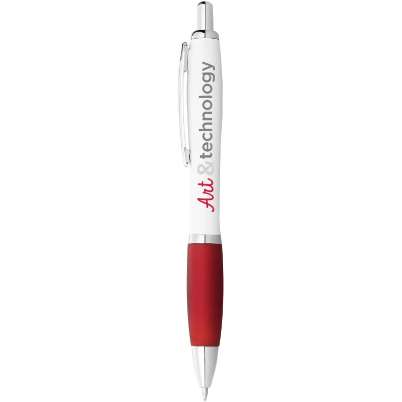 Długopis Nash z białym korpusem i kolorwym uchwytem - Biały-Czerwony (10690002)