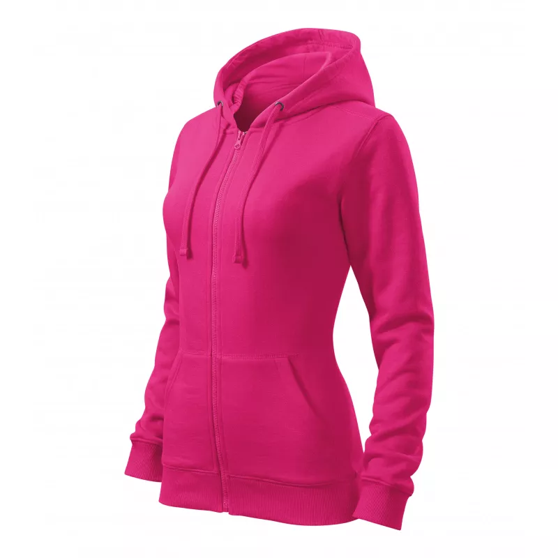 Bluza damska na zamek z kapturem MALFINI TRENDY ZIPPER411 300 g/m² - Czerwień purpurowa (ADLER411-CZERWIEŃ PURPUROWA)