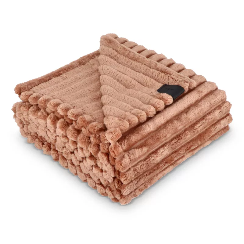 Koc polarowy Sagaform Esther z recyklingu 130 x 170 cm - jasnobrązowy (LT52401-N0052)