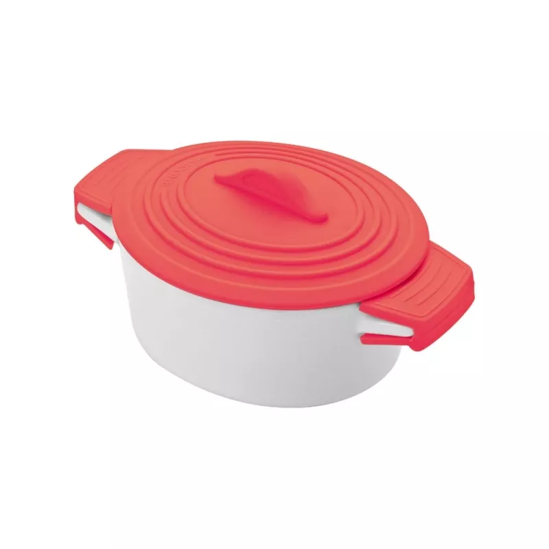 Pojemnik porcelanowy z silikonową przykrywką DELHI - czerwony (889405)