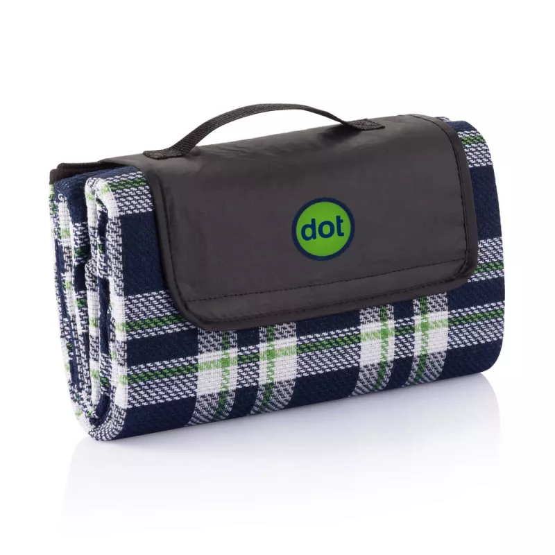 Koc piknikowy 130 x 145 cm, tartanowy - niebieski (P459.615)