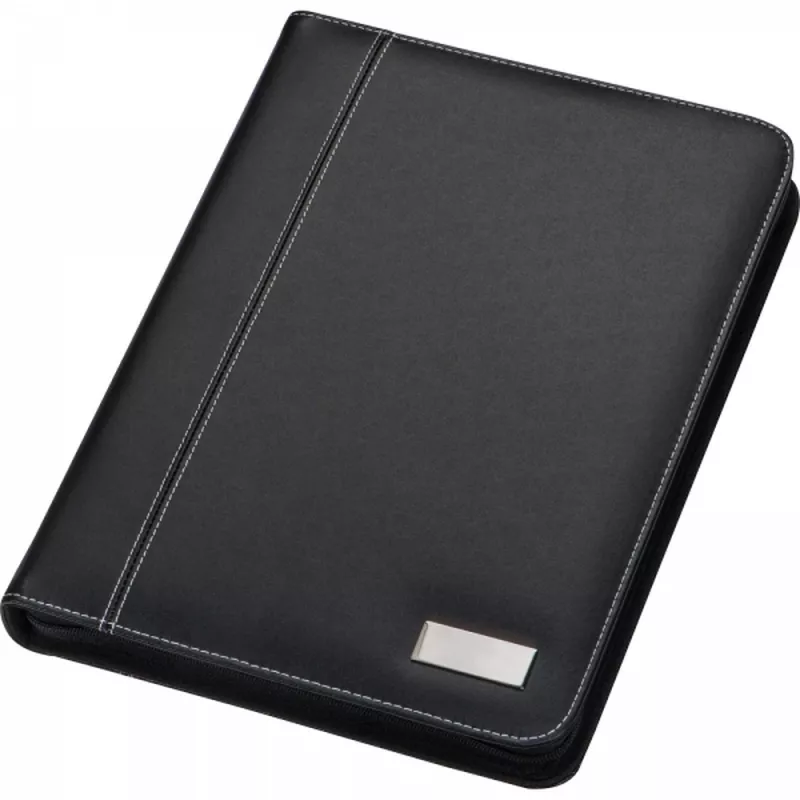 Folder A4 z notatnikiem w linie i kieszenią na tablet ISAIAH - czarny (2063603)