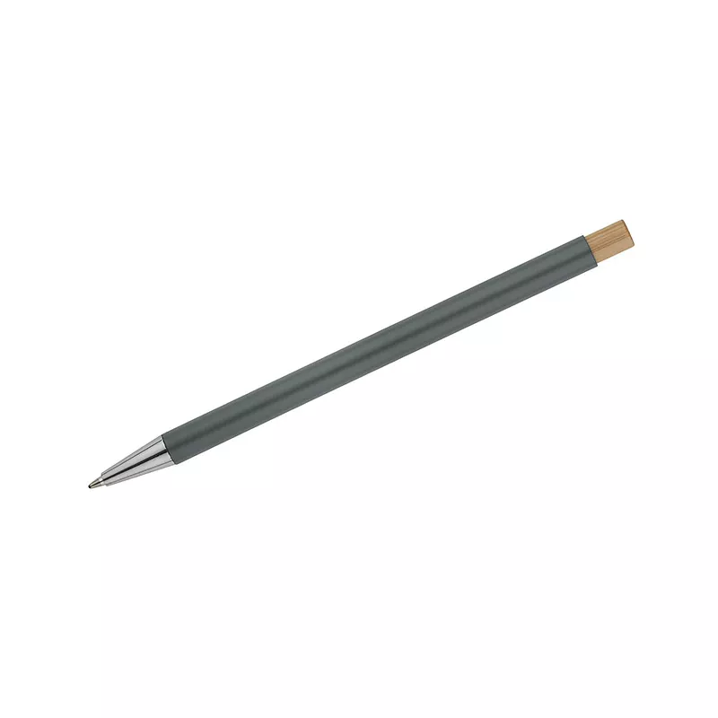 Długopis metalowy z bambusowym przyciskiem KIVO - szary (19732-14)
