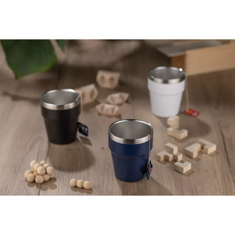 Kubek z recyklingowanej stali nierdzewnej MAKEL 300 ml - granatowy (16404-06)