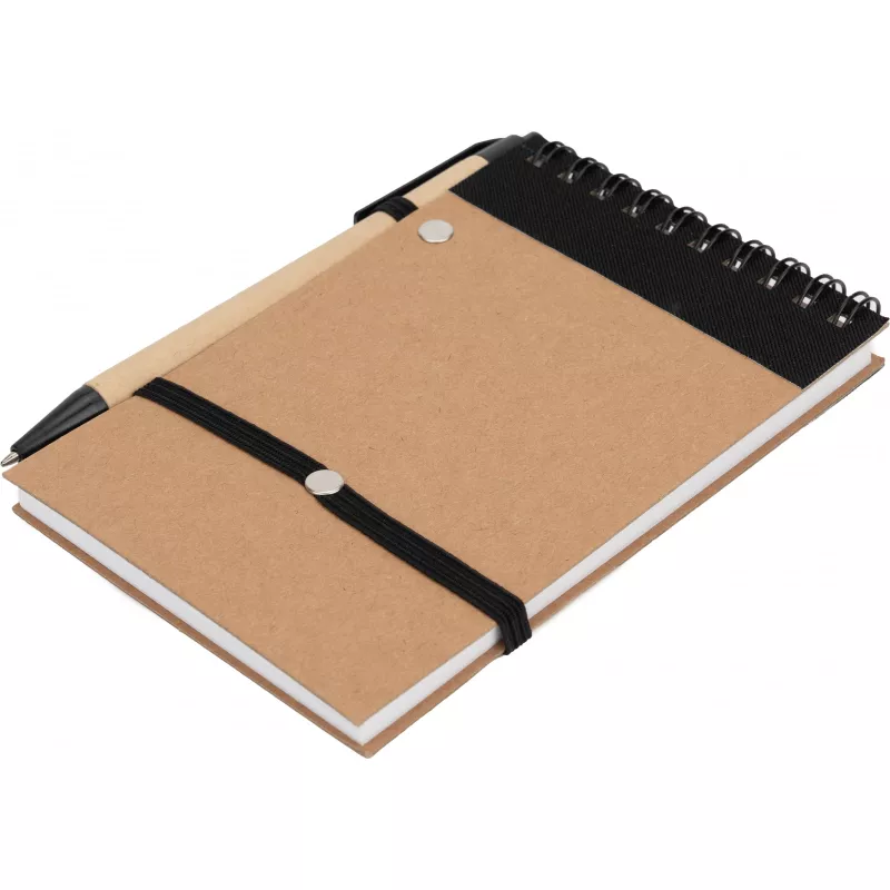 Notatnik w linie z długopisem tekturowym EUGENIO - czarny (2049703)