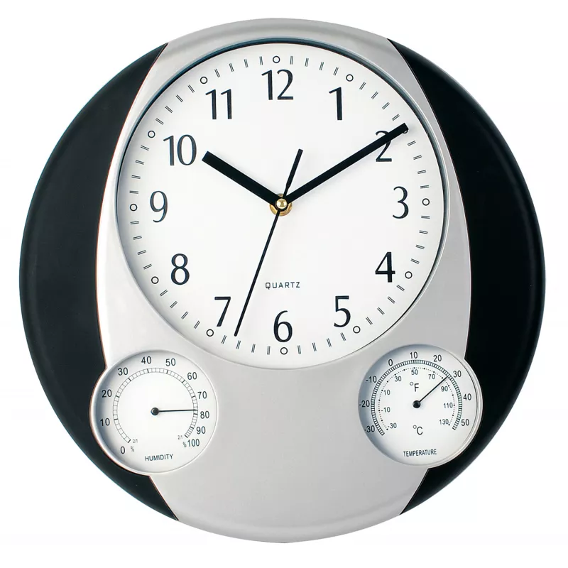 Zegar ścienny, stacja pogodowa - czarny (V3251-03)