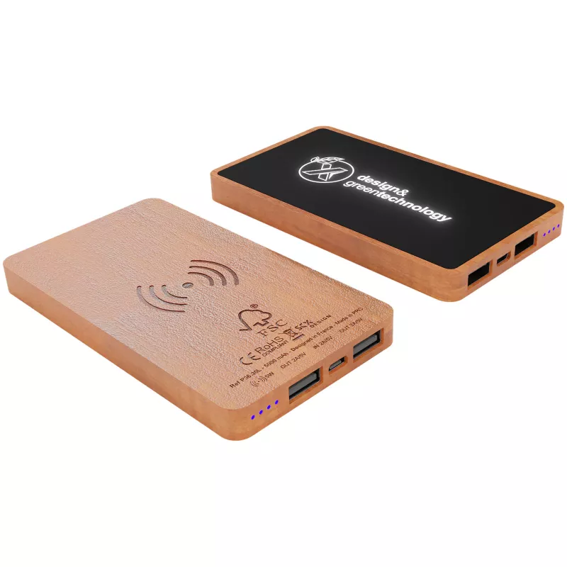 SCX.design P36 podświetlany bezprzewodowy powerbank 5000 mAh - Czarny (2PX05990)