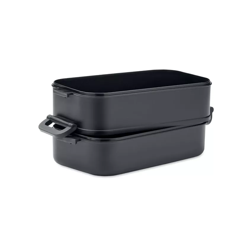 Lunchbox dwupoziomowy 2x800 ml z klamrami IDOLUNCH - Czarny (MO2119-03)