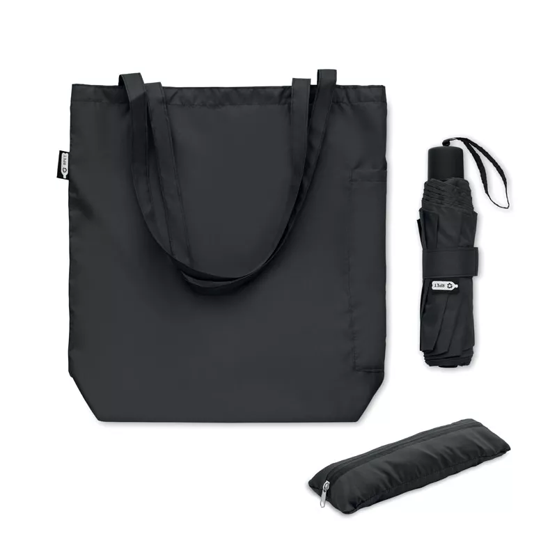 Torba z parasolem składanym 21" RPET SEATTLE - Czarny (MO2476-03)