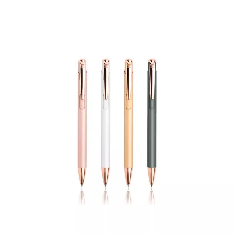 Długopis metalowy z dodatkami w kolorze różowego złota - Złoty (IP13150591)