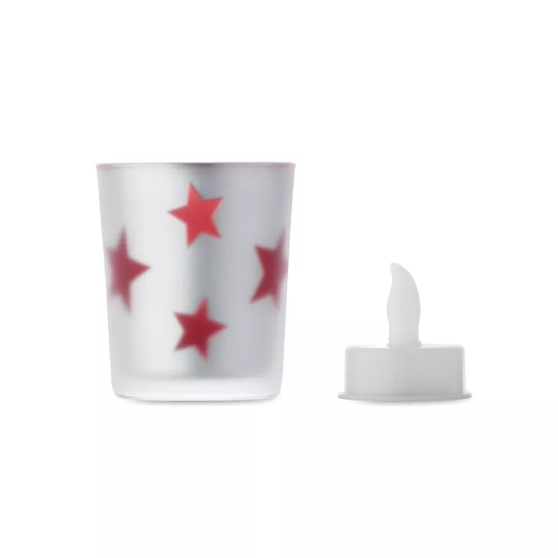 Świeczka LED tealight w szklanym słoiku LANDLE - Czerwony (CX1572-05)