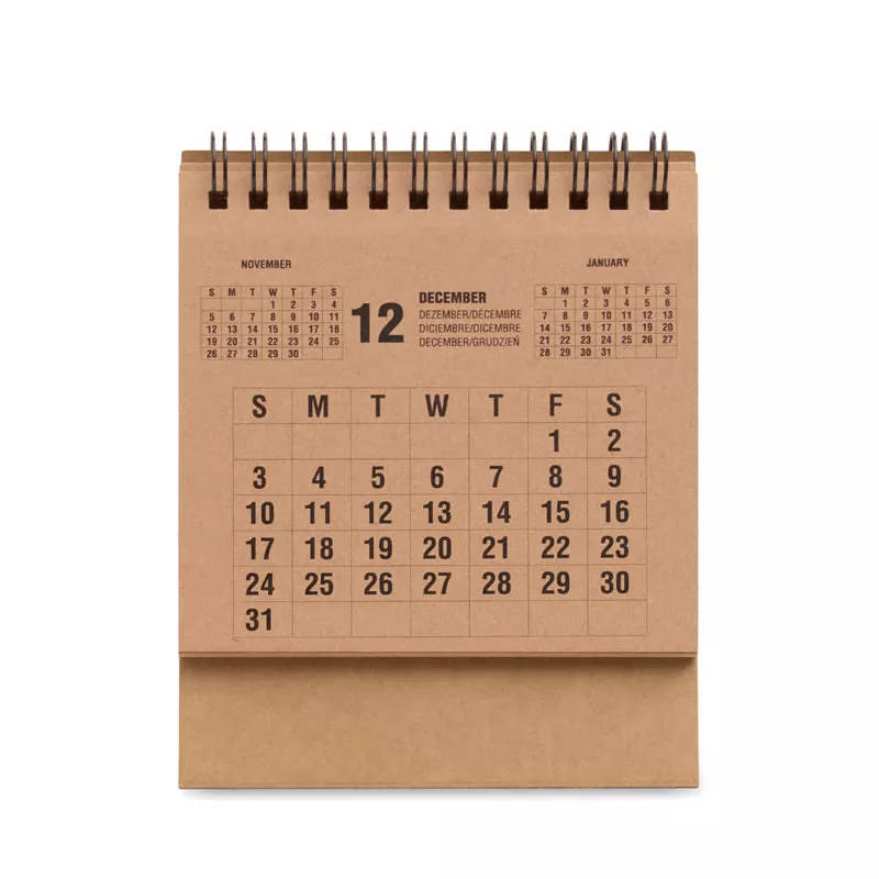 Kalendarz biurkowy 4-letni z papieru kraft YEARS - Bezowy (MO3223-13)