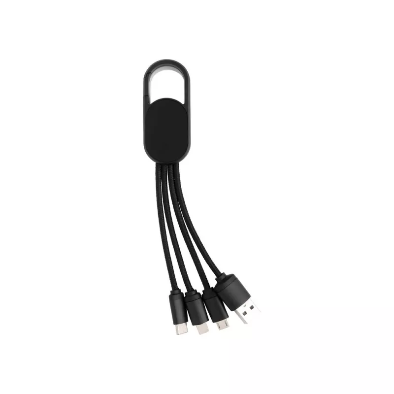 Kabel do ładowania 4 w 1 z karabińczykiem - czarny (P302.071)