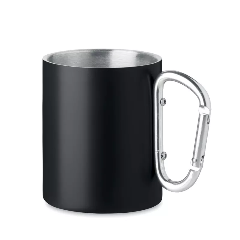 Kubek stalowy z karabińczykiem 300 ml TRUMBA - Czarny (MO6873-03)