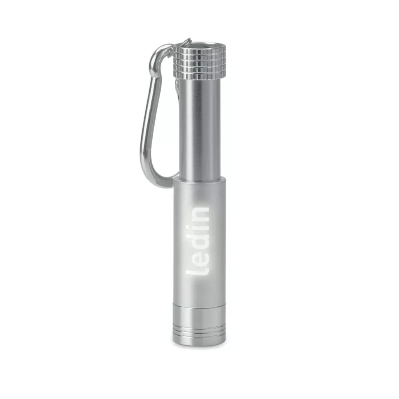 Brelok z mini latarką LED aluminiowy POP LIGHT - Srebrny (MO9381-14)