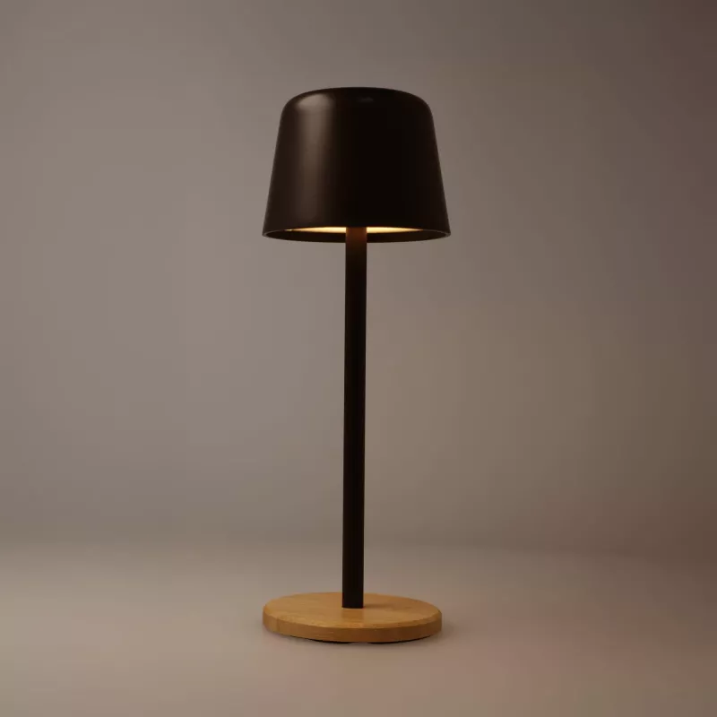 Lampa stołowa Solis z regulacją jasności i podstawą z bambusa - czarny (LT93353-N0002)