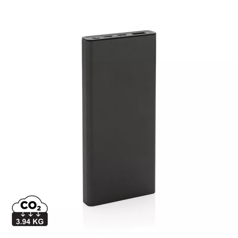 Szybki power bank 10000 mAh Terra, aluminium z recyklingu - czarny (P322.692)