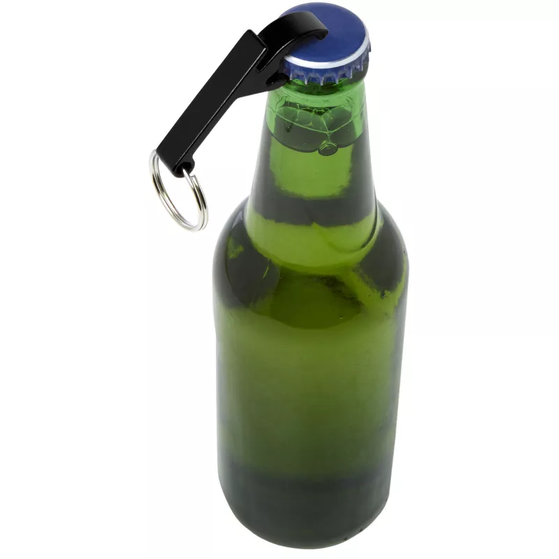 Tao otwieracz do butelek i puszek z łańcuchem do kluczy wykonany z aluminium pochodzącego z recyklingu z certyfikatem RCS  - Czarny (10457190)