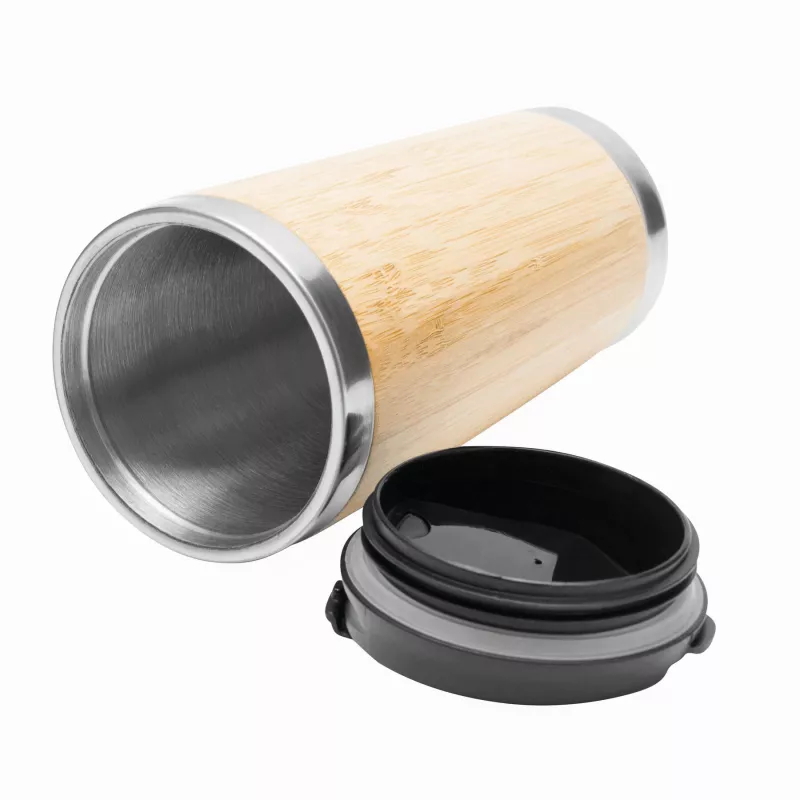 Podróżny kubek termiczny TAKE BAMBOO - brązowy, czarny, srebrny (56-0304574)