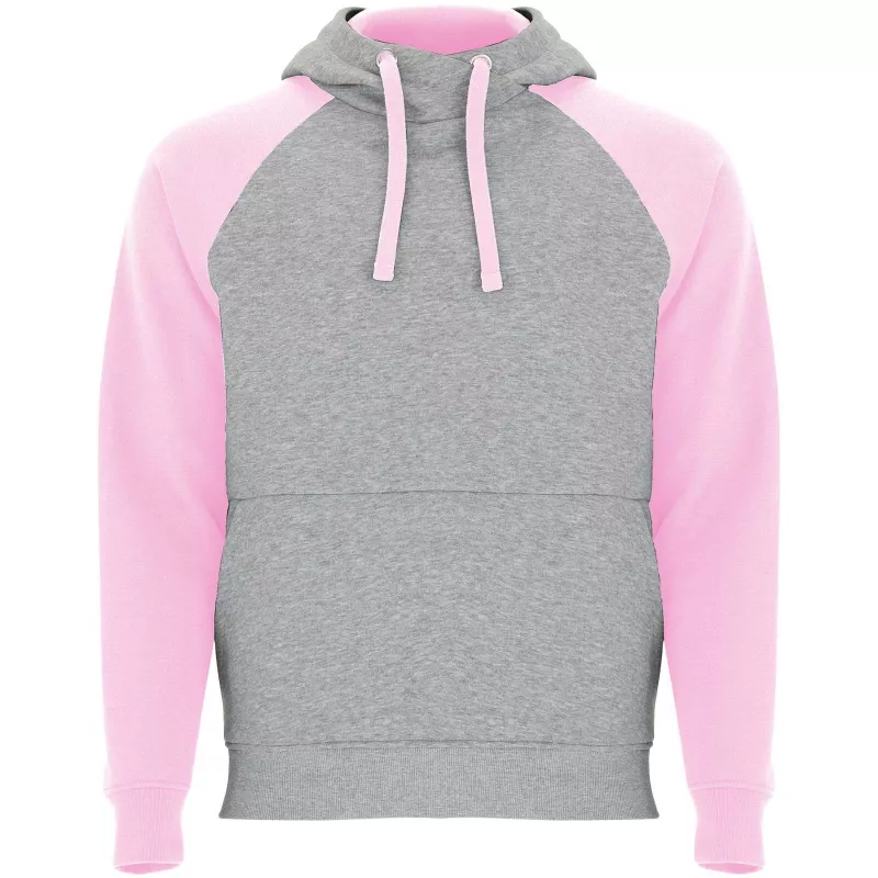 Badet dziecięca dwukolorowa bluza z kapturem - Jasnoróżowy-Szary melanż (K1058-H_GREY-L_PINK)