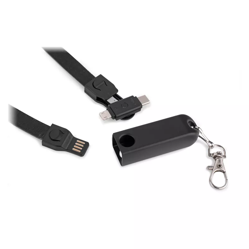Smycz kabel USB 3 w 1 CONVEE - czarny (09095-02)