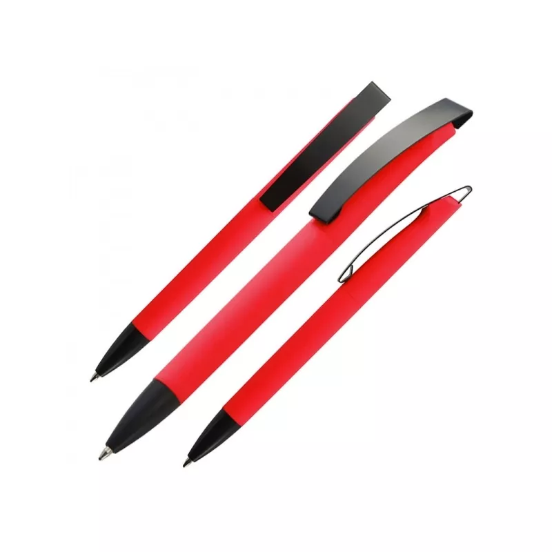 Długopis plastikowy z metalowym klipem BRESCIA - czerwony (009905)