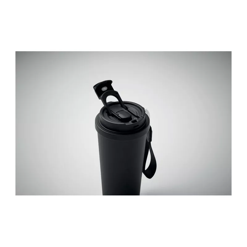 Kubek termiczny 2 w 1 ze stali 500 ml TOPAZ LARGE - Czarny (MO2662-03)