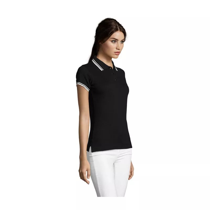 Polo damskie z piki 200 g/m² Sol's PASADENA WOMEN - Negro/Blanco (S00578-BC)